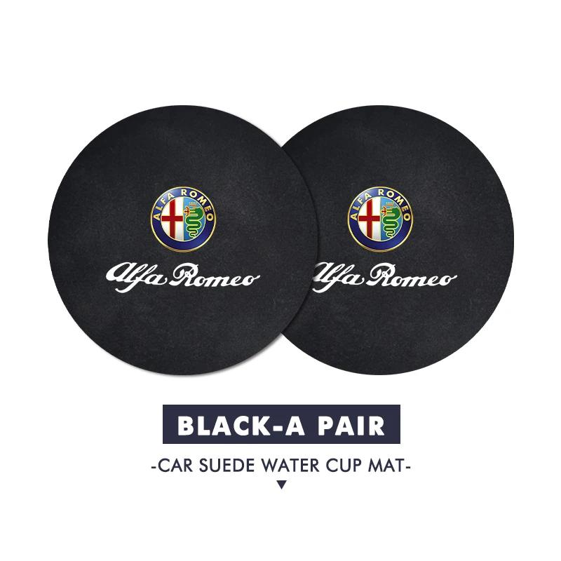 Car Stickers For Alfa Romeo For Alfa Romeo 2PCS Car Logo Anti-Slip Water Cup Pad Drink Holder Mat Interior Accessories Giulietta