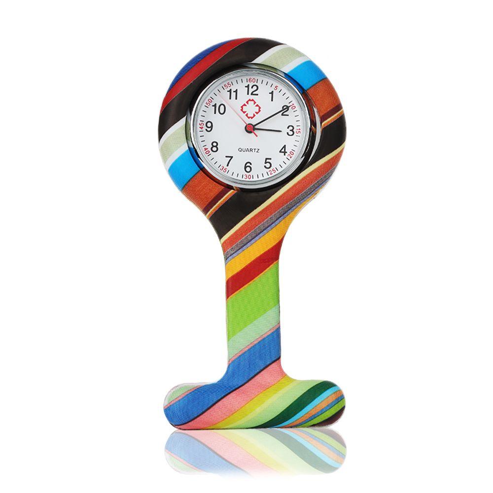 Unisex Silicone Multi Colors Lapel Watches with Second Hand Fob Nurse Watch Nursing Clip On