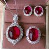 Ювелирные изделия Имитация Голубино-красный корунд Обычный Легкий Роскошный Комплект Подвеска 18 * 20 Кольцо 13 * 18