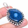 Natural Blue Solar Quartz Gemstone 925 Sterling Silver Pendant 1.97" M3Q80
