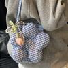 2025 Summer New Product Candy Color Plaid Flower Bag Plaid Fashion Messenger Large Capacity Key Sundries Bag