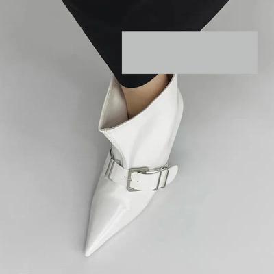 Женские ботильоны с острым носком, зимние дизайнерские туфли с открытой пяткой, модные новые ботинки челси 2024 года, сексуальное платье, готический бренд Mujer Zapatos