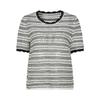 Fiber Wind Shirt Jiuzi Anna Kou Fragrant Wind Color Contrast Hollow Stripe Knitted Shirt