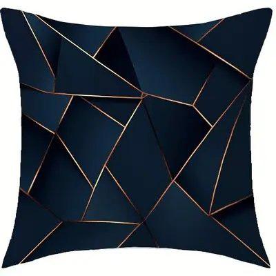 Home Decor Geometric Pattern Dark Blue Throw Pillow Covers Pattern Cushion Cover Suitable For Sofa Bedroom Car Pillow Cover