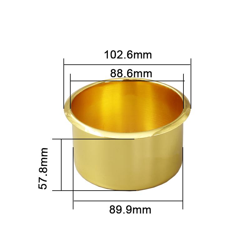 HWHongRV Gold Plated Stainless Steel Cup Holder Recessed Drink Holder Drop-in Can Stand for RV Yacht Boat Poker Table
