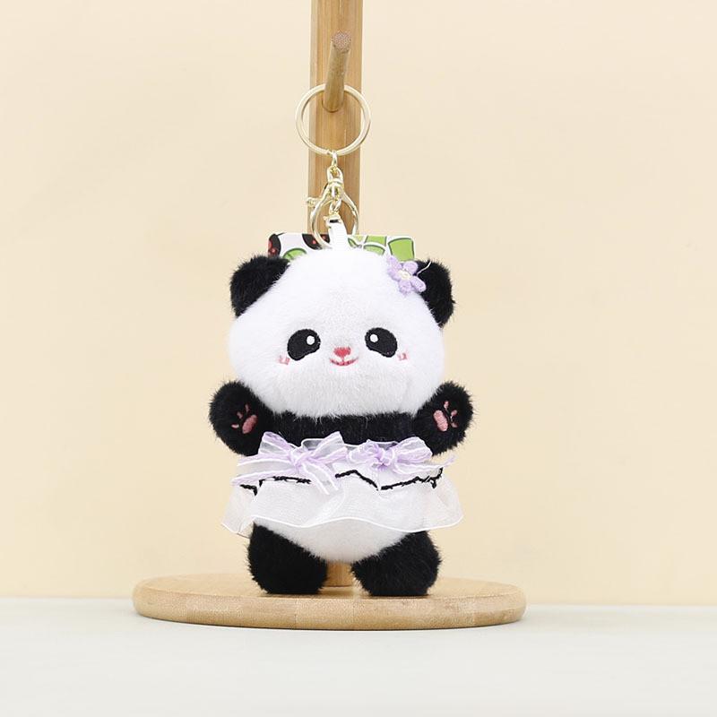 Panda Plush Keychain Pendant With Wearing A Gauze Skirt With A Bow Design