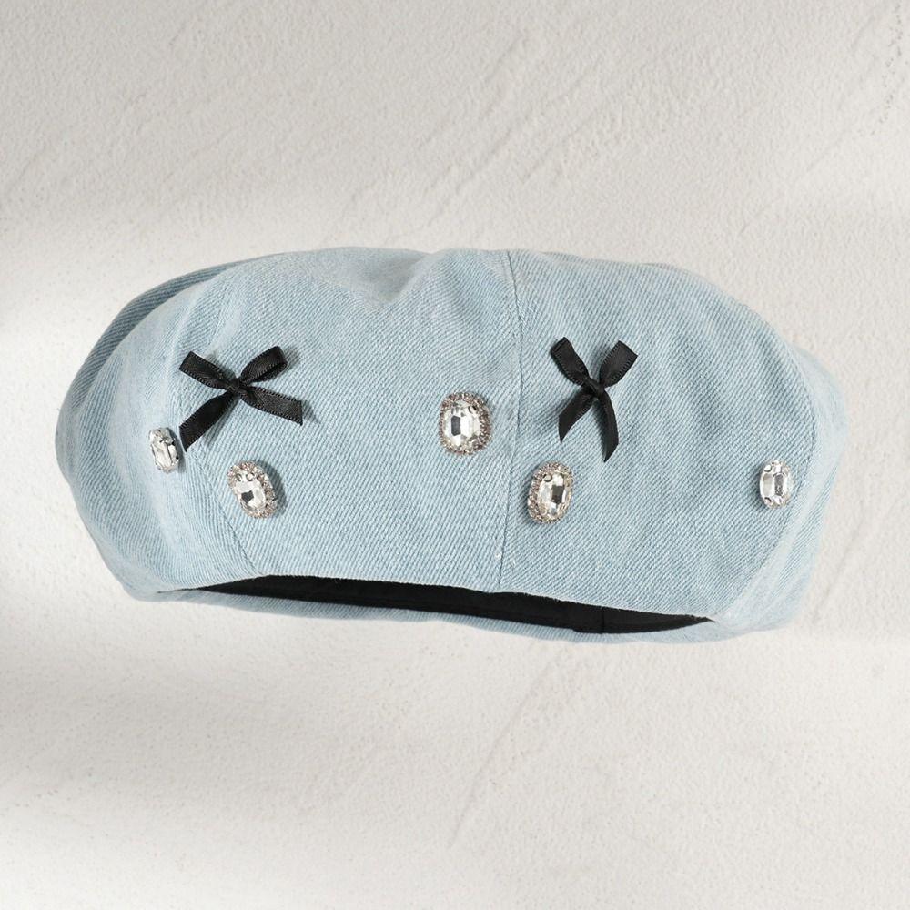 Washed Denim Women Beret Hats Solid Color Artist Hat Minimalist Painter Cap  Daily Wear