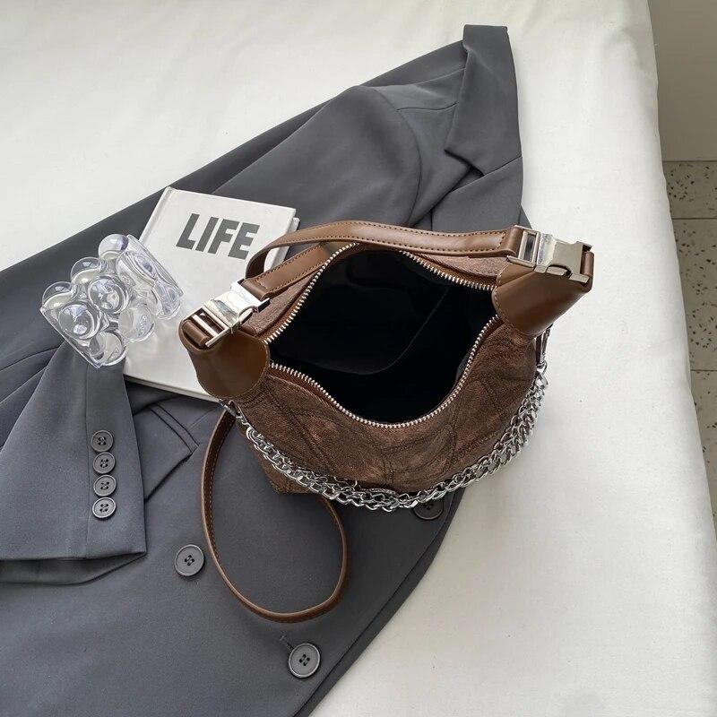 Модная кожаная сумка через плечо для женщин, тренд 2024 года, женская сумка через плечо с цепочкой, женские маленькие сумки и кошельки в стиле ретро