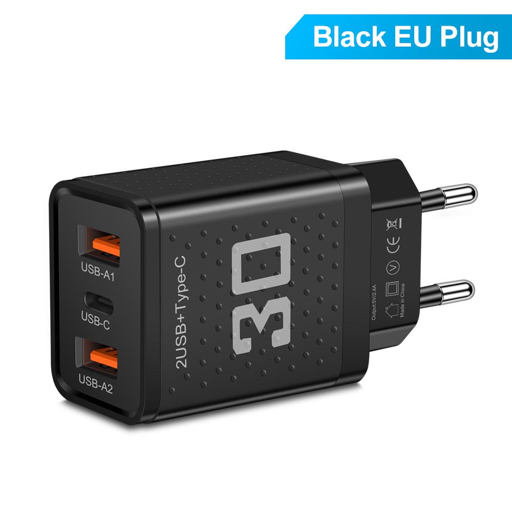 Дорожное зарядное устройство 2,4 А PD+2USB - Штекер США/ЕС/Великобритании