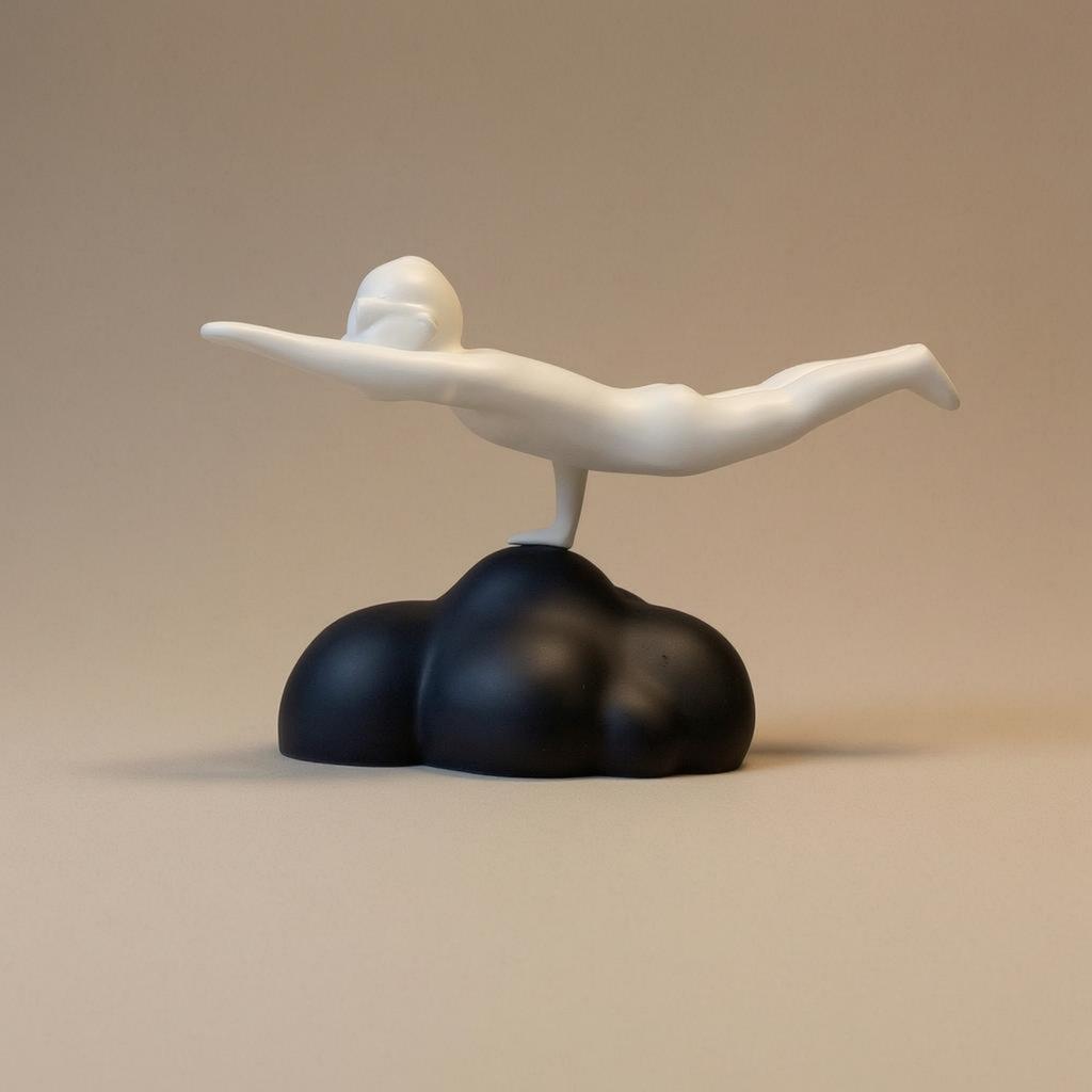 Resin Flying Figure Streamlined Cloud Base Statue Home Decoration for Sales Office