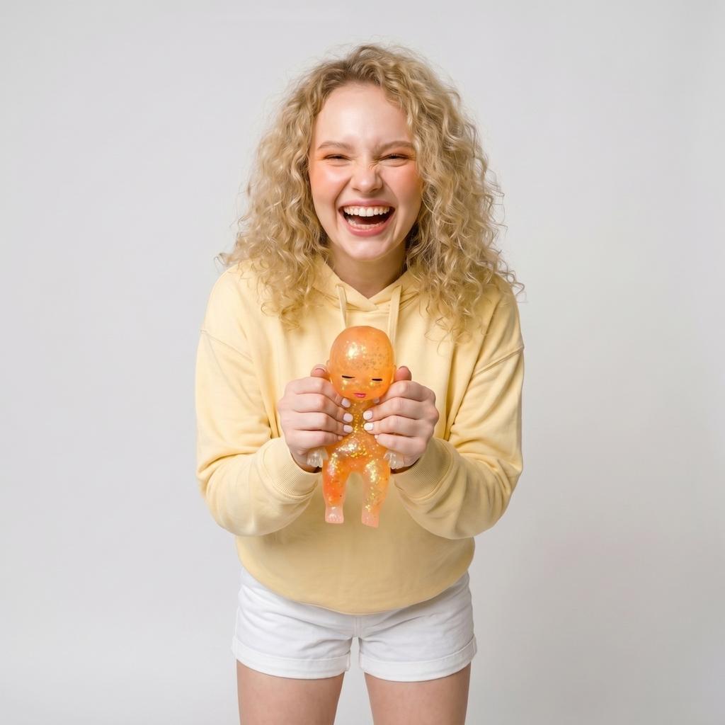 14cm Soft Glitter Doll Toy for Stress Relief and Sensory Play Suitable for Children and Adults Squeezable Figure Doll