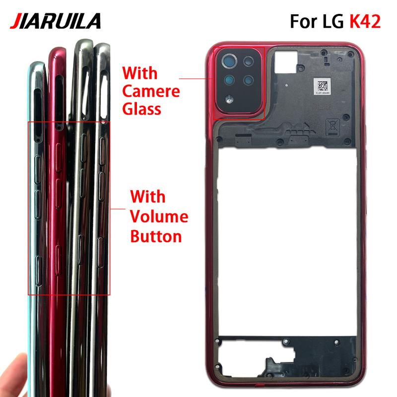 NEW Middle Frame Center Chassis Phone Housing For LG K42 K52 K62 K61 Cover With Side Buttons Repair Parts