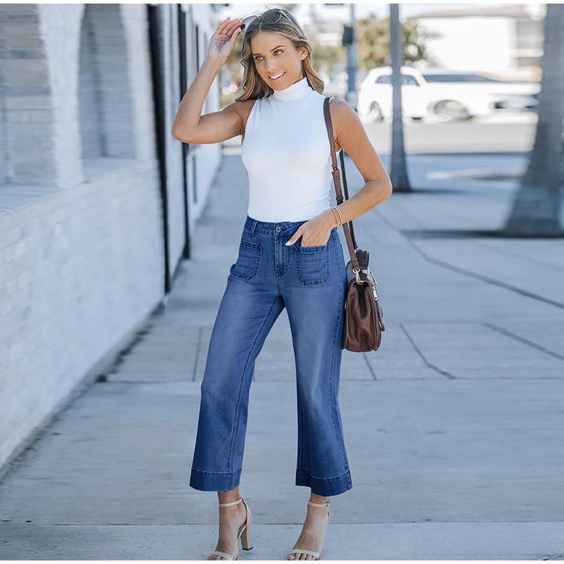 Loose Wide Leg Straight Jeans Washed Denim Nine Points Pants for Women Comfortable Fit 2025 Spring New Style Independent Female Jean