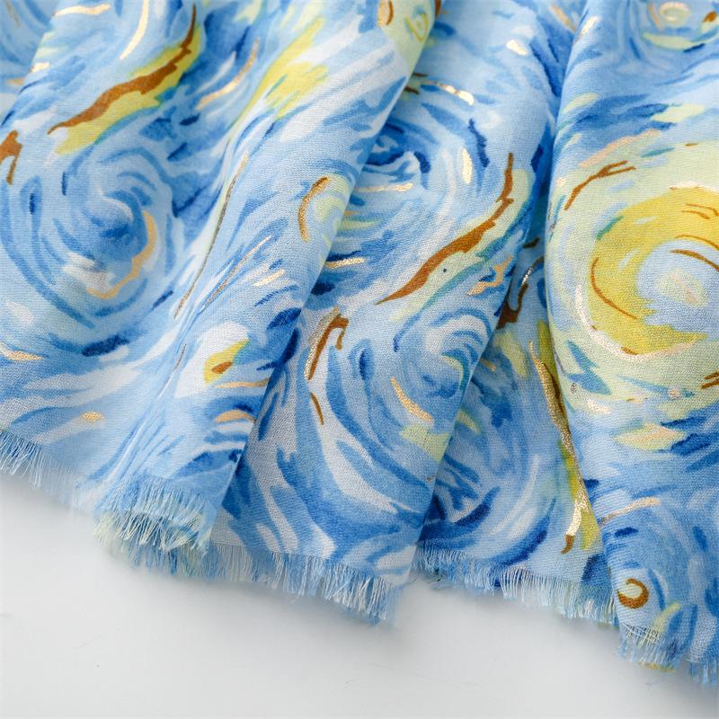 180*88cm Lightweight Scarves for Women Starry Sky Pattern Scarf Shawls Sunscreen Head Shawls Cotton Feeling Scarves and Wraps for Summer Shawl