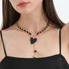 Trendy Black Love Heart Fritillary Necklace Classic Alloy Flannel Wrapped Choker Luxury Fashion Star Tassel Necklace Women