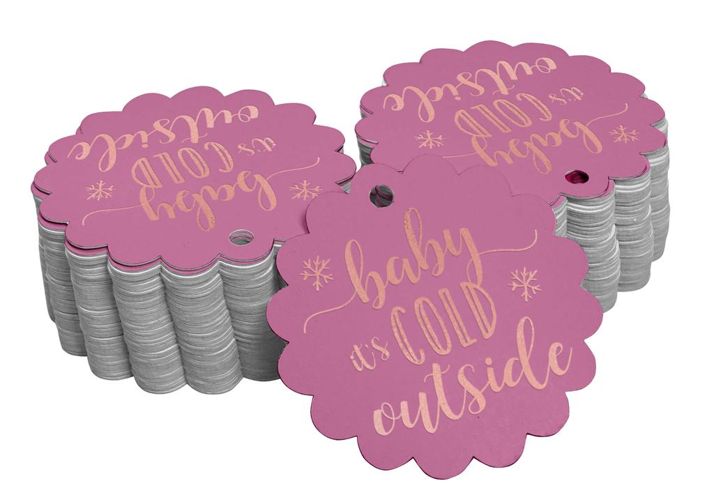 Inkdotpot Gold Foil Paper Hang Tags Baby It's Cold Outside Baby Shower Favor Tags 100