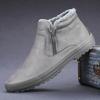 Fashion Winter Men Leather Boots for Man Warm Plush Inside High Tops Casual Shoes Slip On Keep Warm Thick Fur Men's Platform Ankle Boots