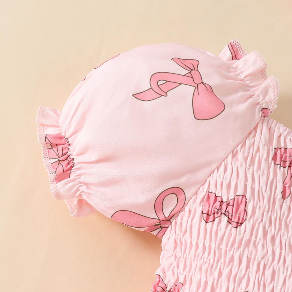 Модное платье для девочек, летнее детское милое розовое платье с короткими рукавами и бантом, треугольное платье Ha