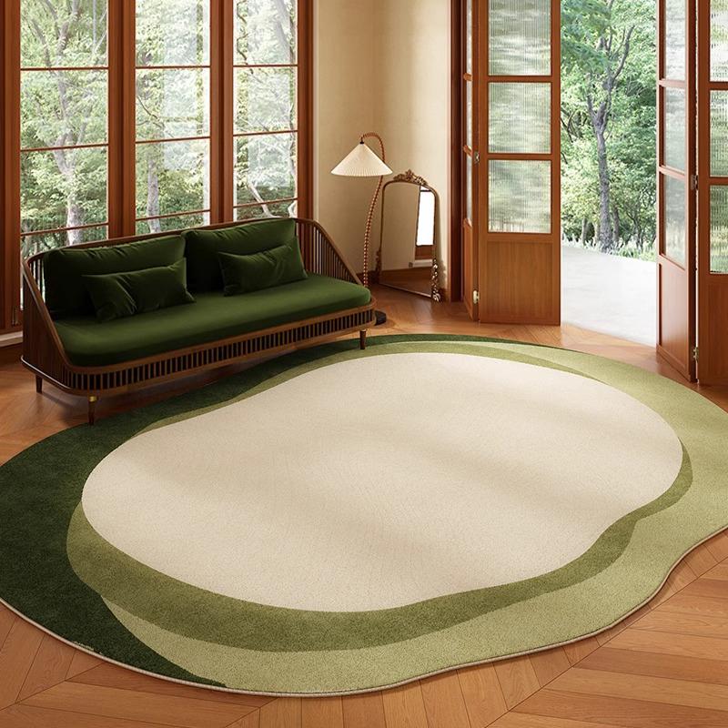 Зеленый ковер для гостиной Неправильной формы Короткий вельветовый Нескользящий напольный коврик Ковер для спальни Прикроватный ковер Цветочный Ретро Домашний декор Teppich Alfombra
