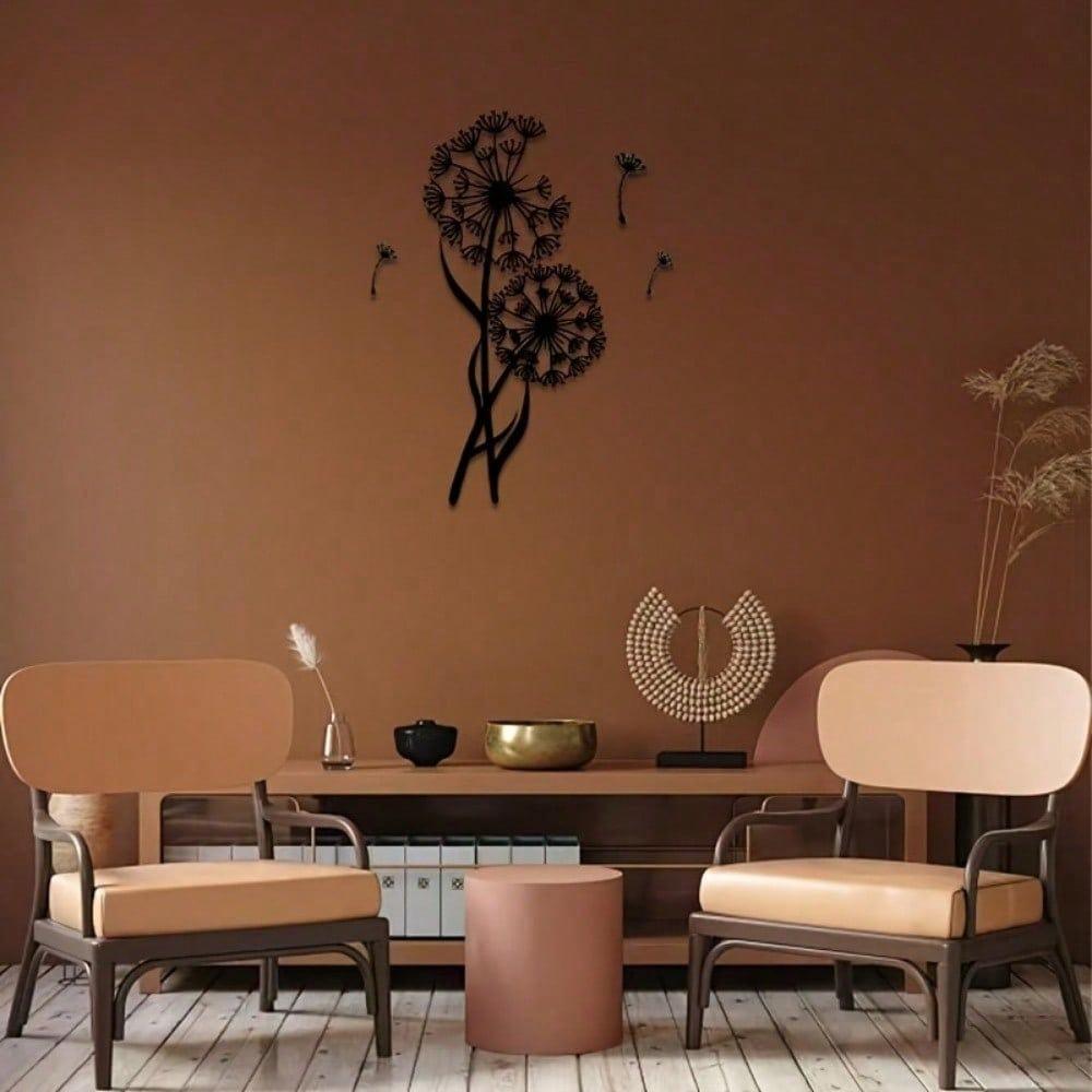 1 PC Black Iron Wall Art Elegant Flying Dandelion Modern Home Decor for Bedroom, Living Room, or Bathroom. Waterproof, Rustproof & Durable Wall Decor