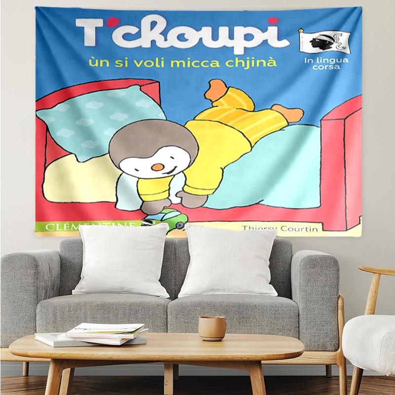 Cartoon T-T'choupi Tapestry for Bedroom Aesthetic Classroom Tapestries Wall Hanging for Living Room Dorm Office,Ideal Creative Gift