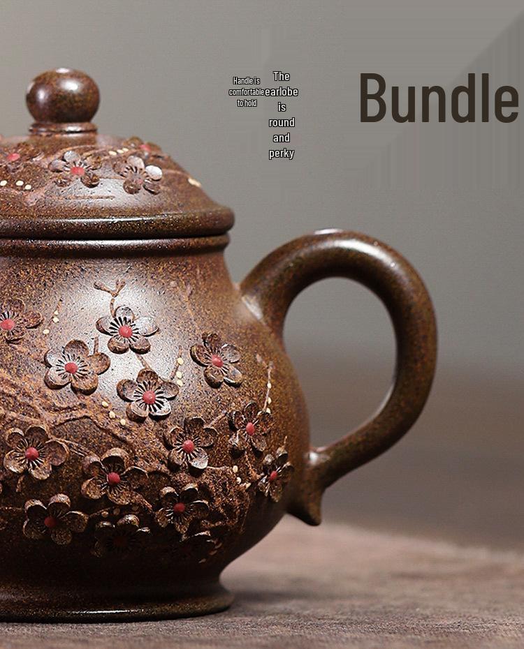 Genuine Handmade Yixing Purple Clay Teapot: Original Ore Old Duan Ni, Wood-Fired, Dark Fragrance, Drip-Proof, with Patina Finish.
