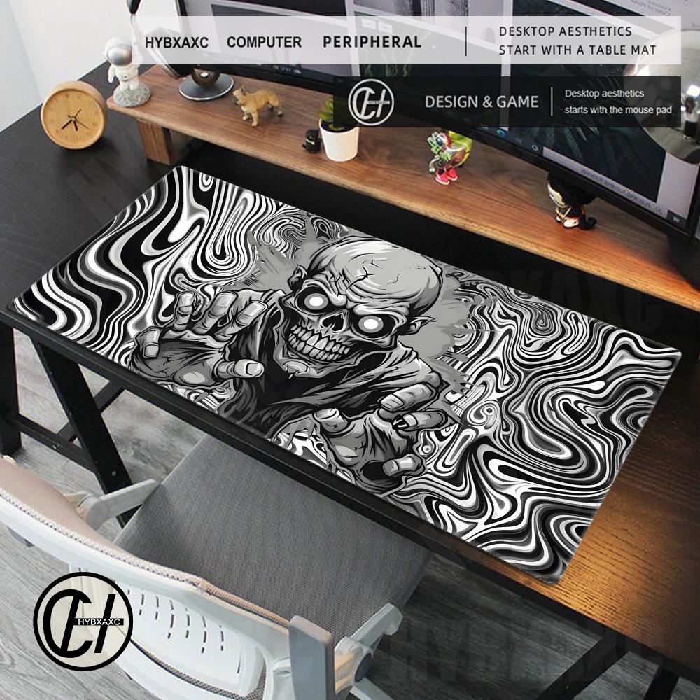 Black And White Skeleton Mousepad Gamer Custom Desk Mat Scary Skull Desk Mat Anime Table Of Office Carpet Gamer Natural Mice Pad