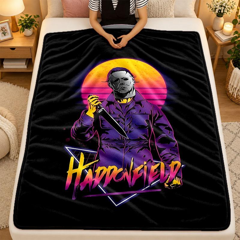 Flannel BlanketHorror Movies Warm Soft Throw Blanket for Indoor Sofa Bed Living Room Use