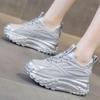 Autumn Silver Platform Sneakers Thick Sole Breathable Height Increasing Shoes Women 8cm Lace Up Fashion  Spring Casual Shoes