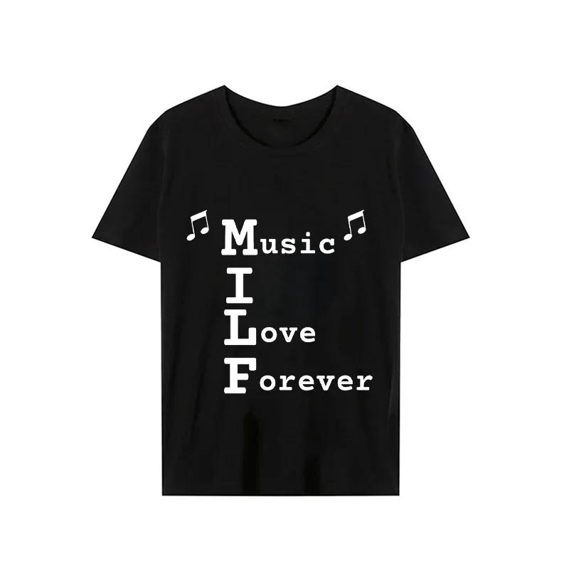 2023 Мужская футболка MILF Music I Love Forever с коротким рукавом Мужская свободная футболка Мужская лучшая брендовая новая мужская футболка с коротким рукавом