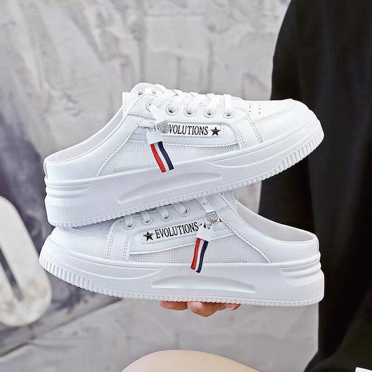 Повседневные спортивные полутапочки с носком, женские летние новые дышащие легкие тапочки с кружевной сеткой, смешанная партия