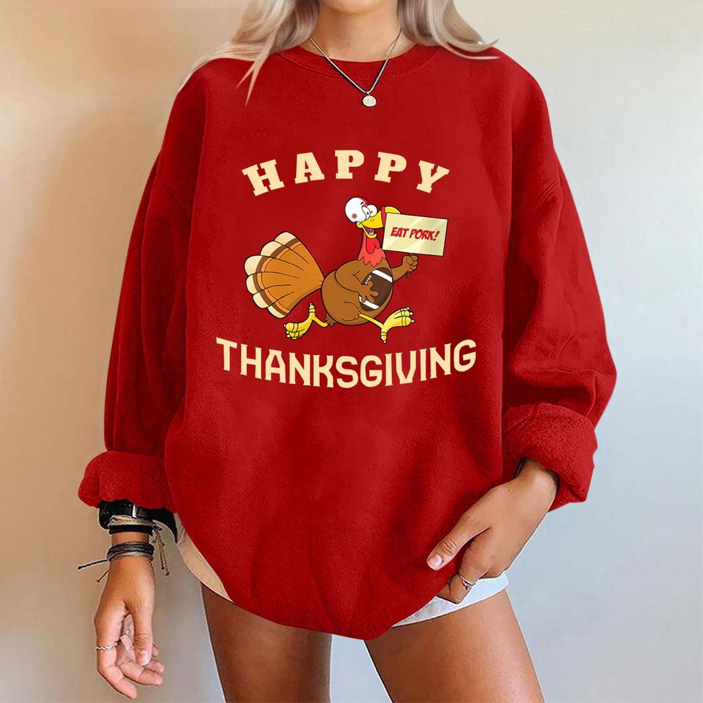 Женская мода повседневная толстовка с длинным рукавом и принтом ко Дню благодарения