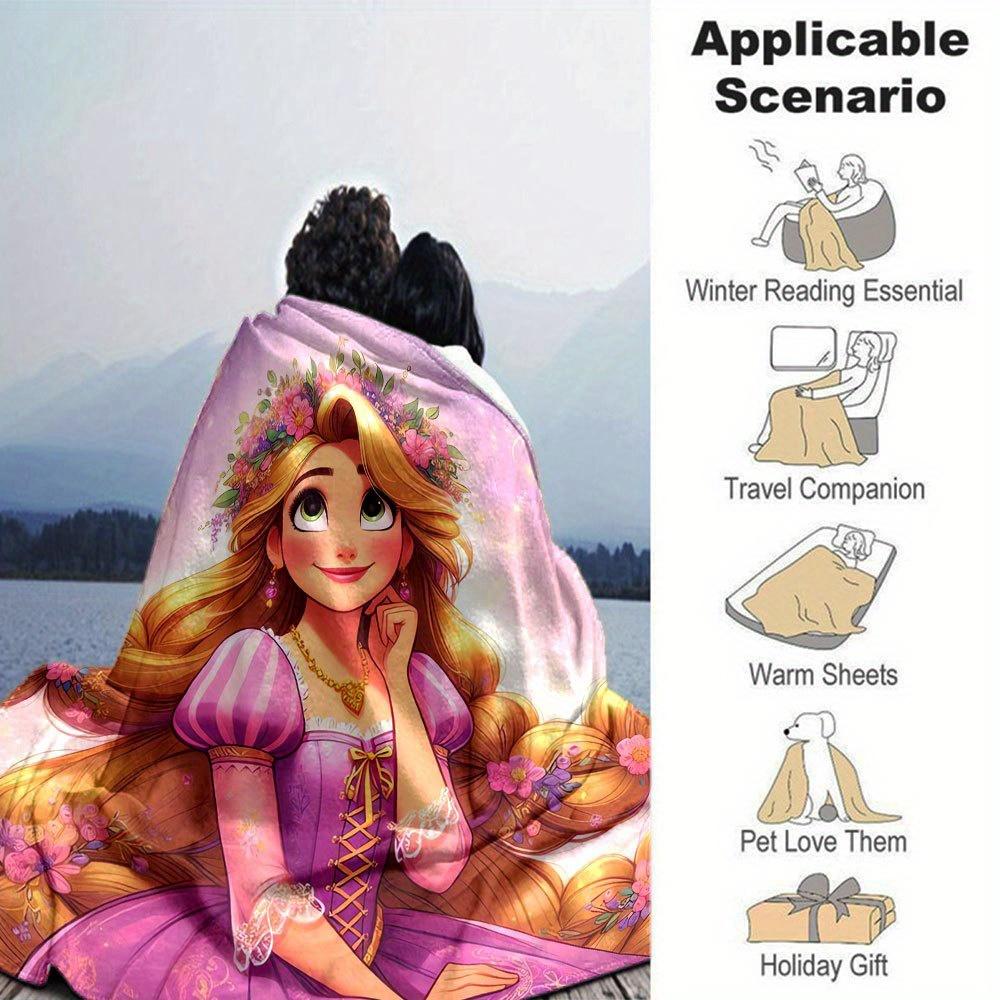 1pc Disney Princess Rapunzel Floral Crown Soft Throw Blanket Home Decorative Comforter for Bedding Room Decorationz018