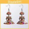 Halloween Flower And Skull Pattern Women Earrings For Party And Holiday Wear