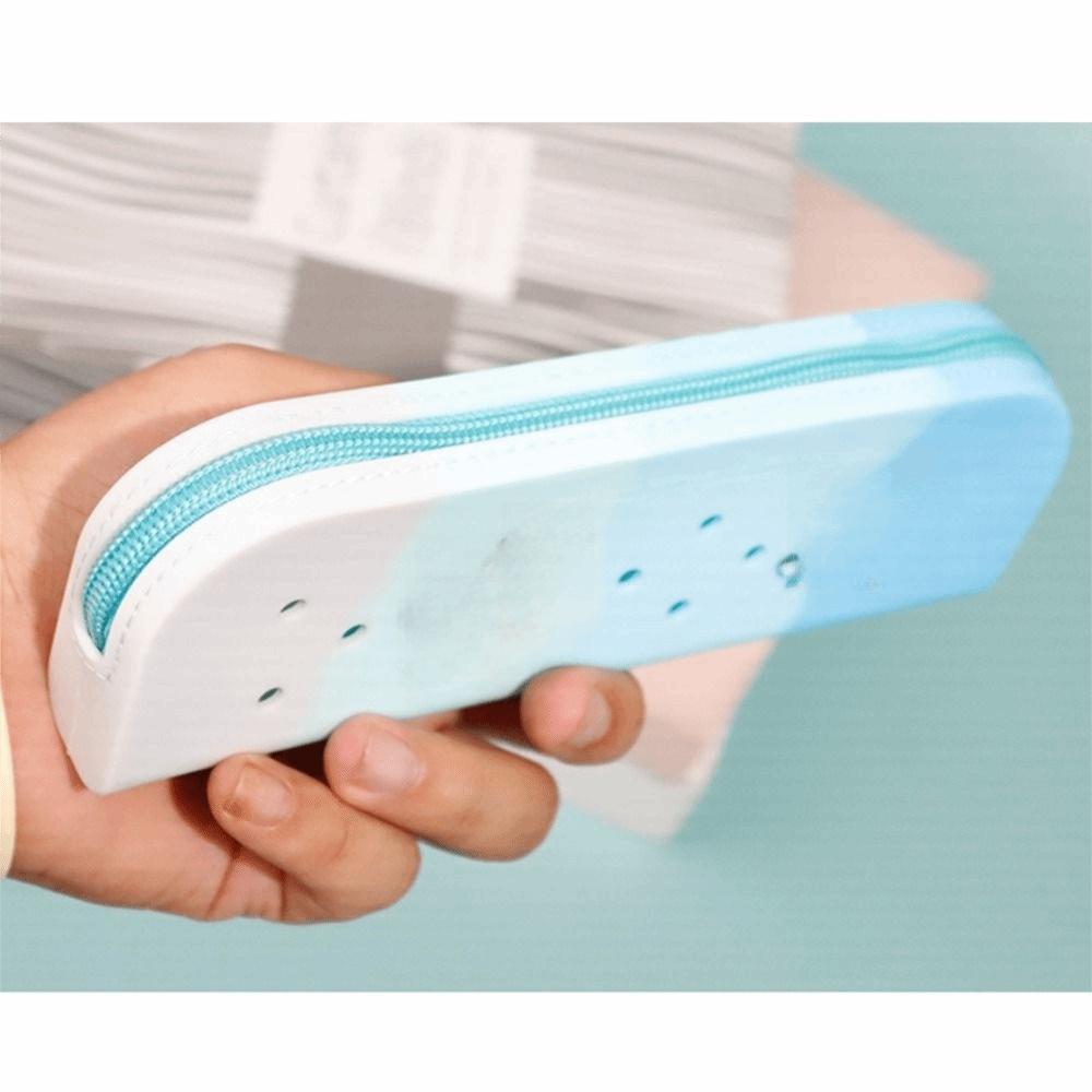 Zipper Silicone Pencil Case Soft Stationery Storage Bag Breathable Makeup Organizer  School