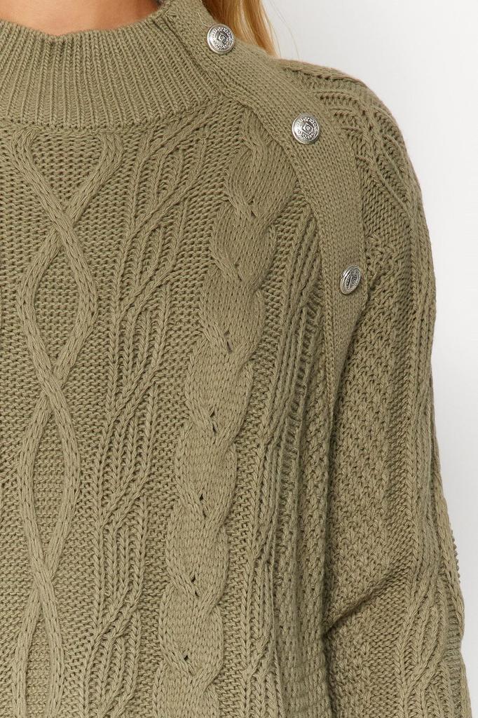 Женский модный стильный свитер в хиджабе, аксессуар цвета хаки, плетеный трикотаж с детальными волосами, свитер