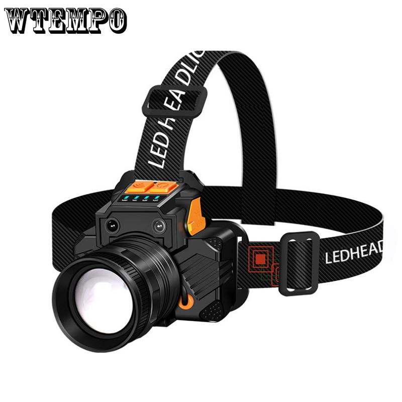 Multifunctional Mining Light T6 Zoom Headwear Flashlight USB Rechargeable Lighting Outdoor Night Fishing Headlamp Strong Light Induction Headlamp