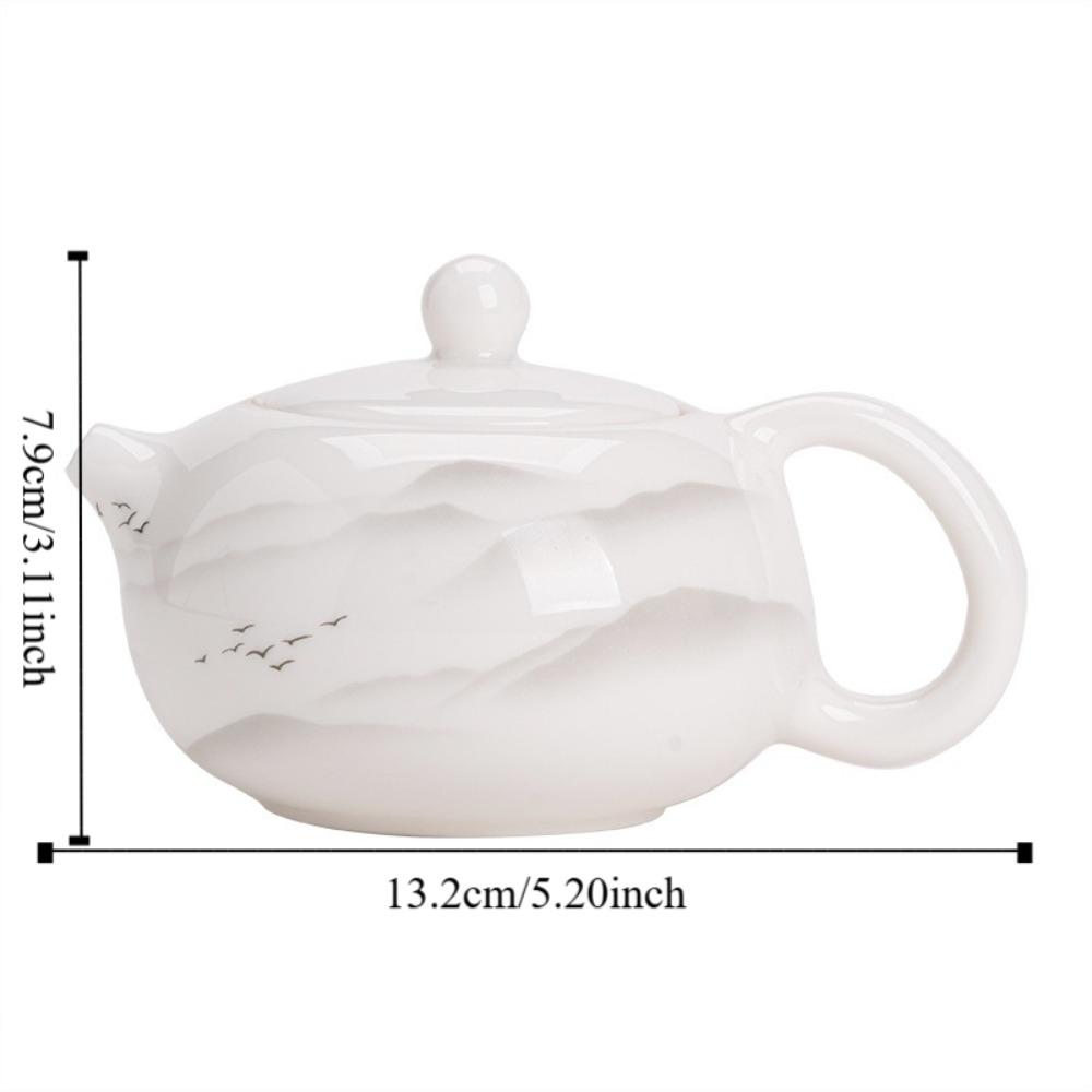 Ceramic White Porcelain Teapot High-grade Xishi Pot Kung Fu Tea Set Tea Brewing Kettle  Kitchen
