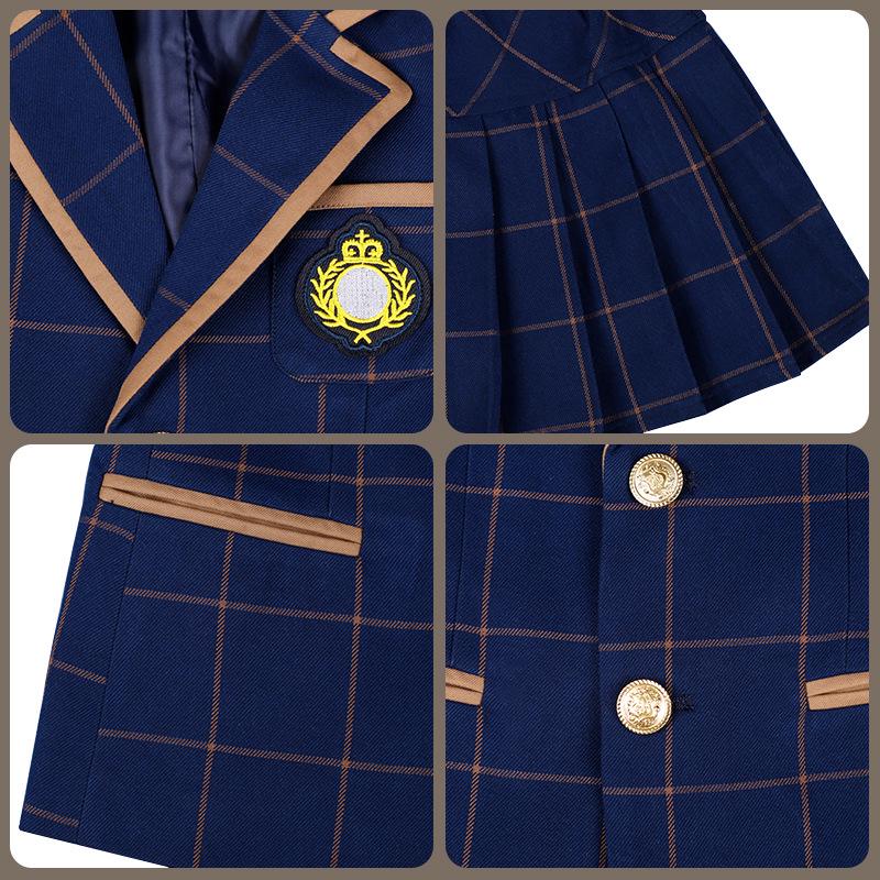 Клетчатый комплект школьной формы в британском стиле для девочек для детского сада и начальной школы
