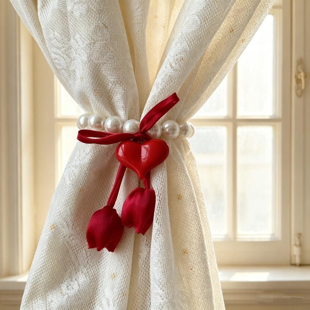 Adjustable Tulip Gauze Curtain Tie Decorative Curtain Tie Rope Flowers Curtain Straps Beautifully Heart Curtain Binding