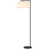 Floor Lamp, Standing Lamp, E27 Socket, Black, White Fabric Shade, Foot Switch, Iron, 47 x 37 x 153 cm
