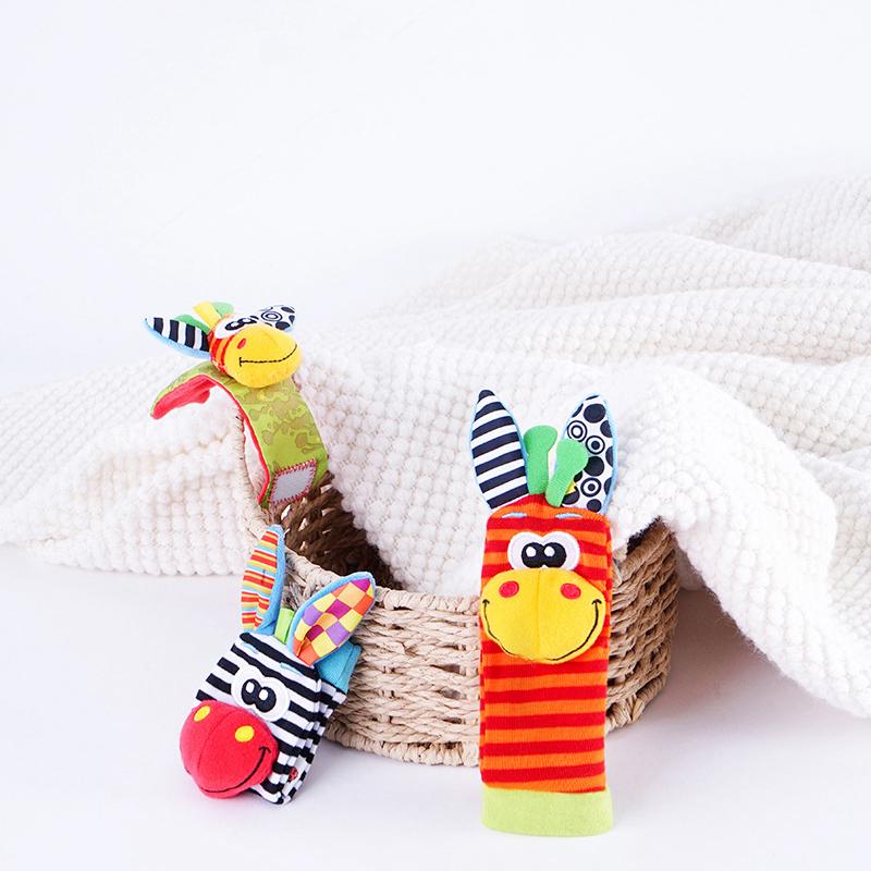 Donkey Wear Foot Finders Wrist Rattle Socks Toy Soft Infant 2022 Polyester Rattle Baby Wrist Gift Baby Rattle Set