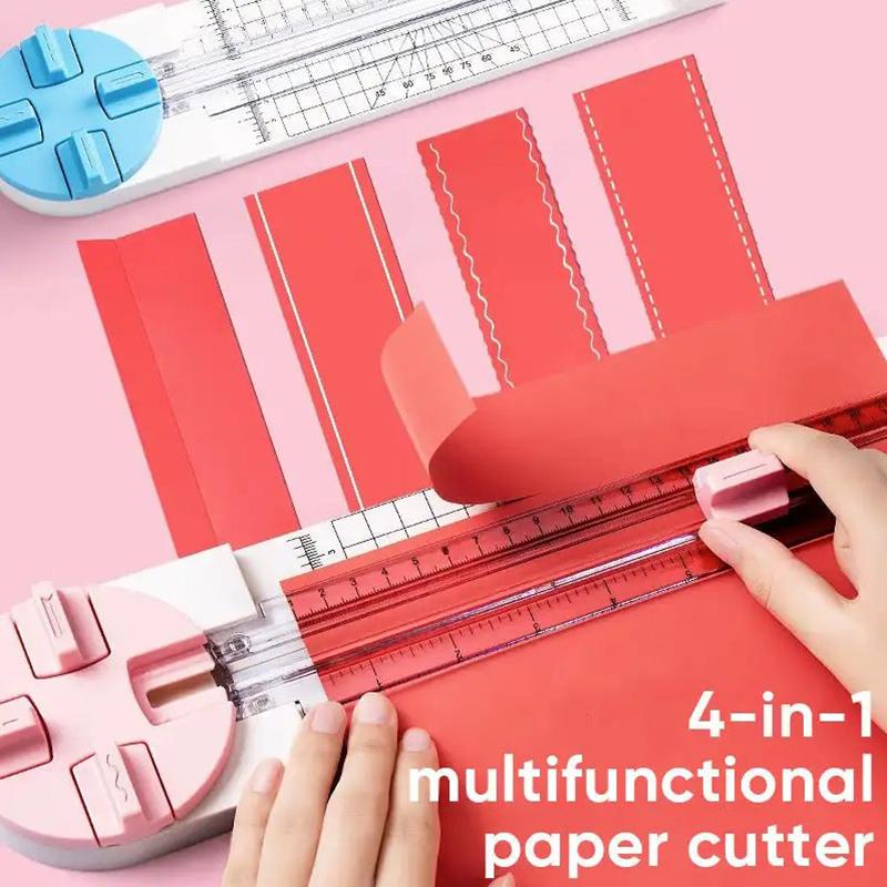 4-In1 Manual Paper Trimmer Multi-Functional Handheld Craft Paper Cutting Tool Press-Type Scrapbook Cutter Hand-Cutting Art Tools