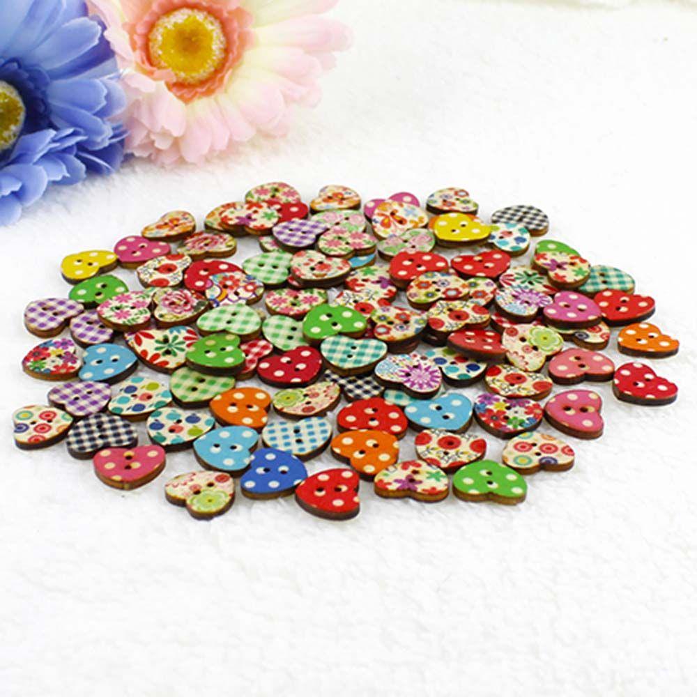 Crafts Arts Scrapbooking Decoration Apparel Sewing Wood Button Sewing Buttons Heart Shape Button