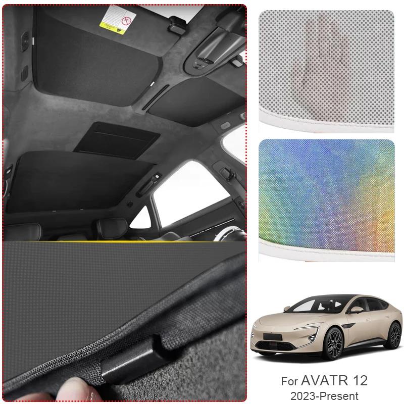 Car Sunroof Sunshade Cover For AVATR 12 2023-Present With TV Colorful Ice Nano Heat Insulation Skylight Anti-UV Auto Accessories