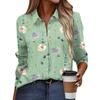 Women Casual Long Sleeve Floral Print Button Down Blouse Regular Top Basic Wear