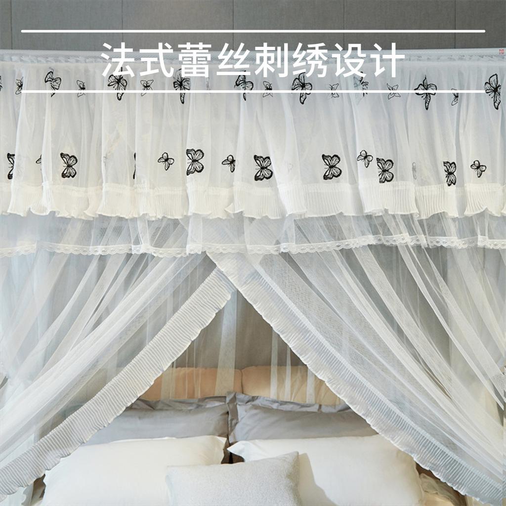 Three door floor standing mosquito net for home bedroom 2026 new model, high-end princess palace bracket, thickened and textured account
