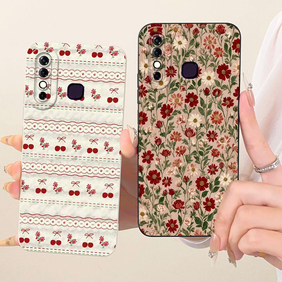 For Infinix Hot 8 / Hot 8 Lite X650 X650C X650B X650D Cute Cat Flower Cartoon Phone Case Shockproof Soft Silicone Covers Bumpers