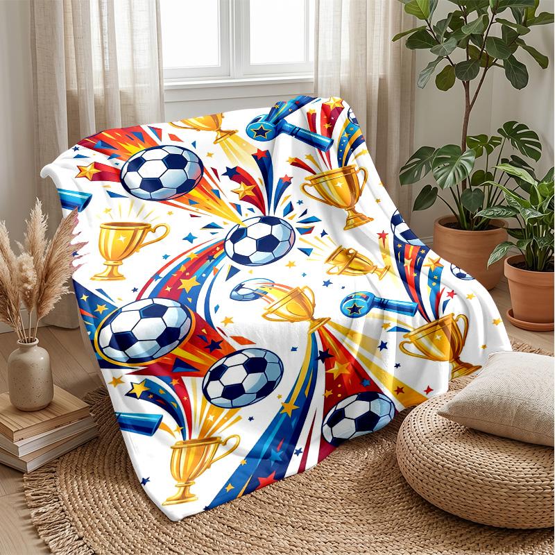 Soccer Skills Mastery Theme blanket Lightweight Warm Flannel Blanket Decorative Throw Blanket for Home Decoration