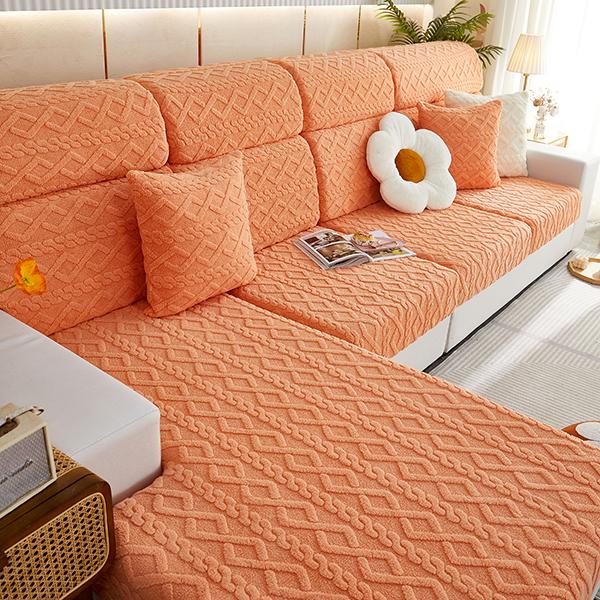 Ginkgo Leaf Pattern Velvet Sofa Seat Cover Cushion Cover Thick Jacquard Solid Soft Stretch Sofa Slipcovers Funiture Protector